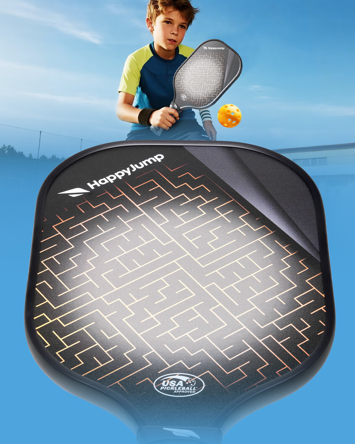 HiJump (Germany) Pickleball Paddle Set for Kids and Parents Beginner Entry-Level Carbon Fiber Paddle 10