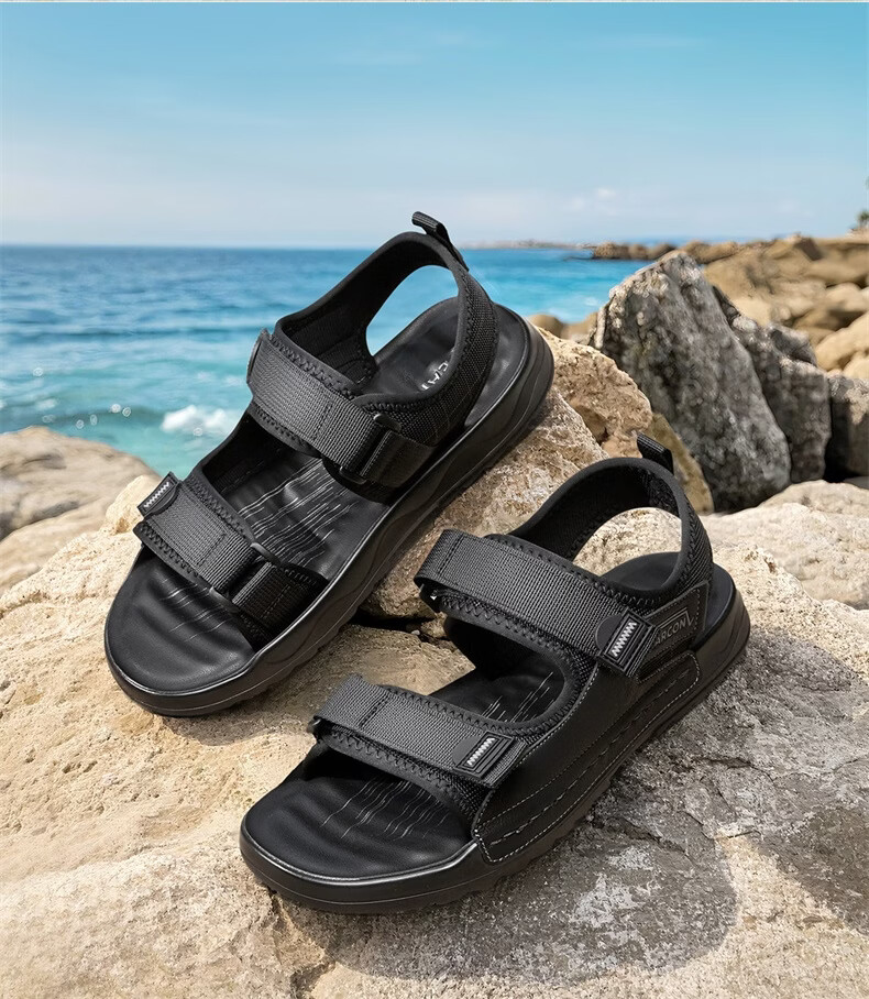 Eierkang Men's Summer Outdoor Trendy Beach Shoes Soft Sole Driving Sports Sandals 57548W Black Size 40 4