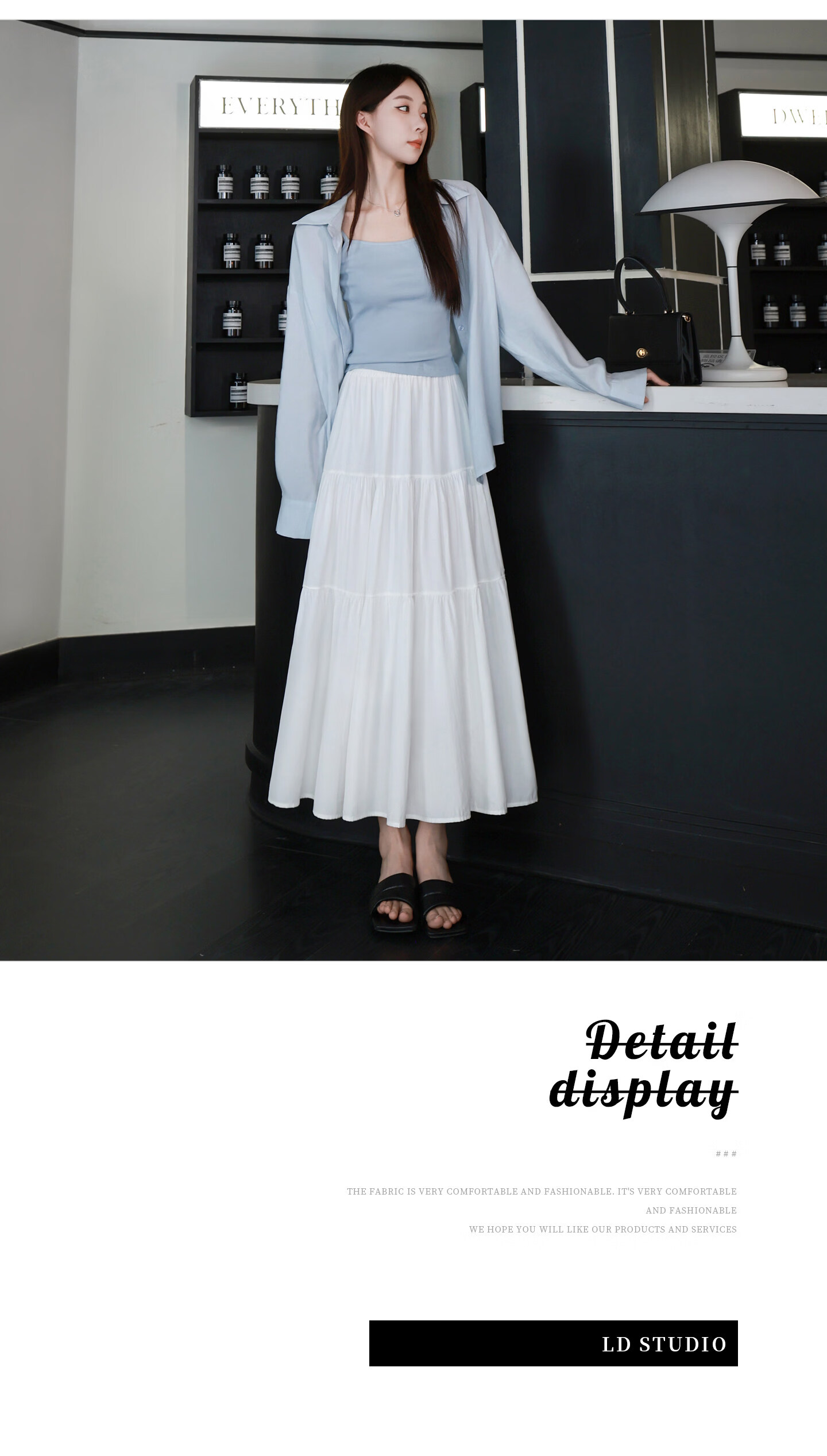 Yishang White High-Waist Slimming A-Line Midi Skirt Women Spring Summer 2026 New French Style Petite Cake Skirt 23