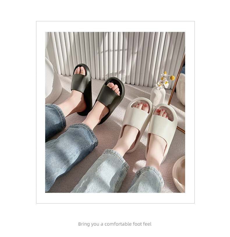 ABFE Women's Summer Indoor Home Bathroom Slippers Silent Non-Slip Soft Sole Men's Black Sandals Size 42-43 18