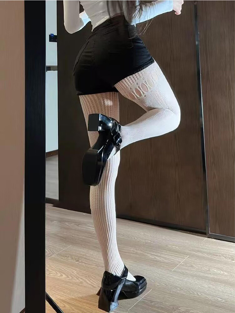 9i9 Lace Hollow Mesh Sexy Irregular Pattern Sheer Pantyhose for Women, 3 Pairs S54 8