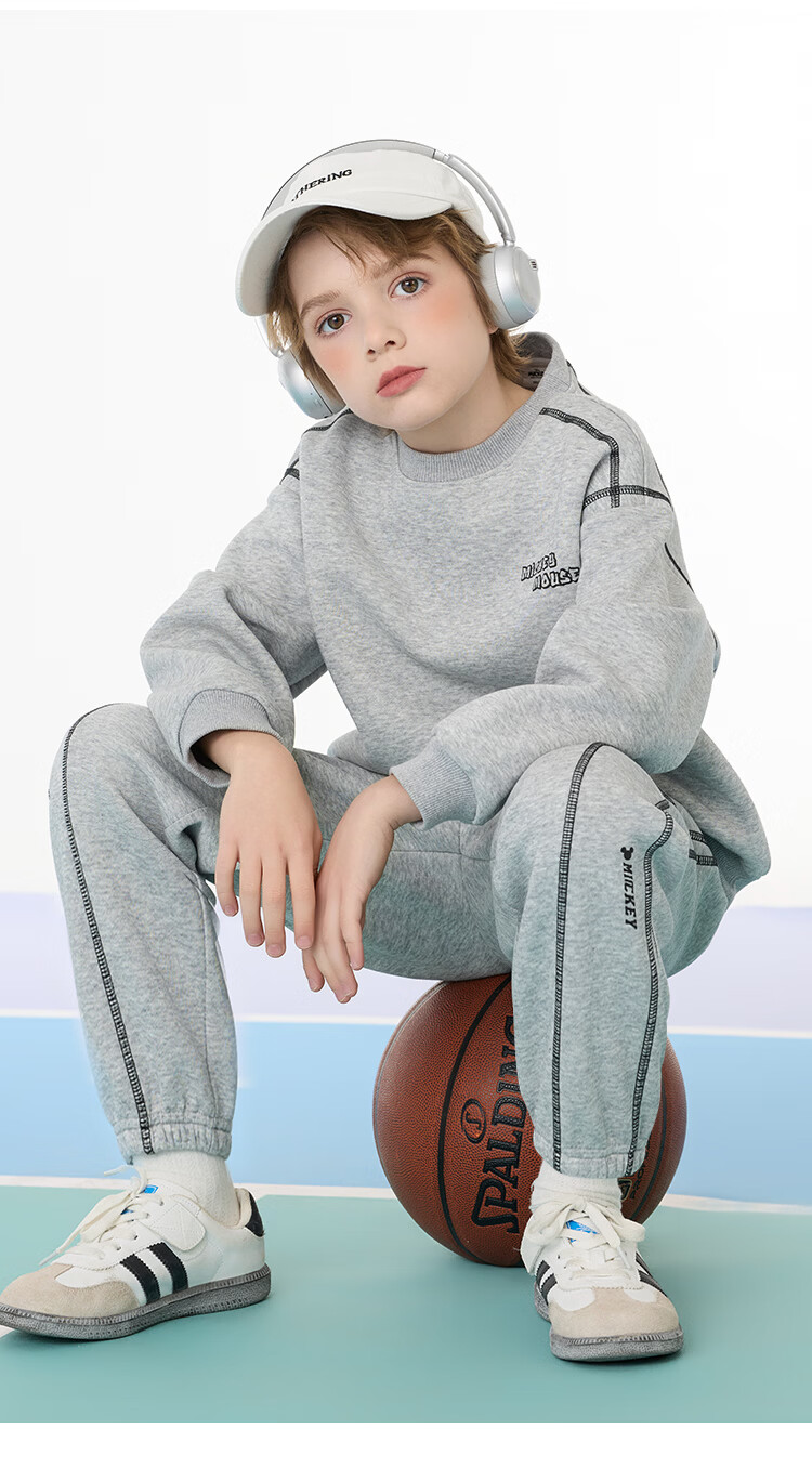 Disney Boys' Sweatshirt and Sports Set 2026 Spring New Loose Casual Two-Piece Outfit for Older Kids 2