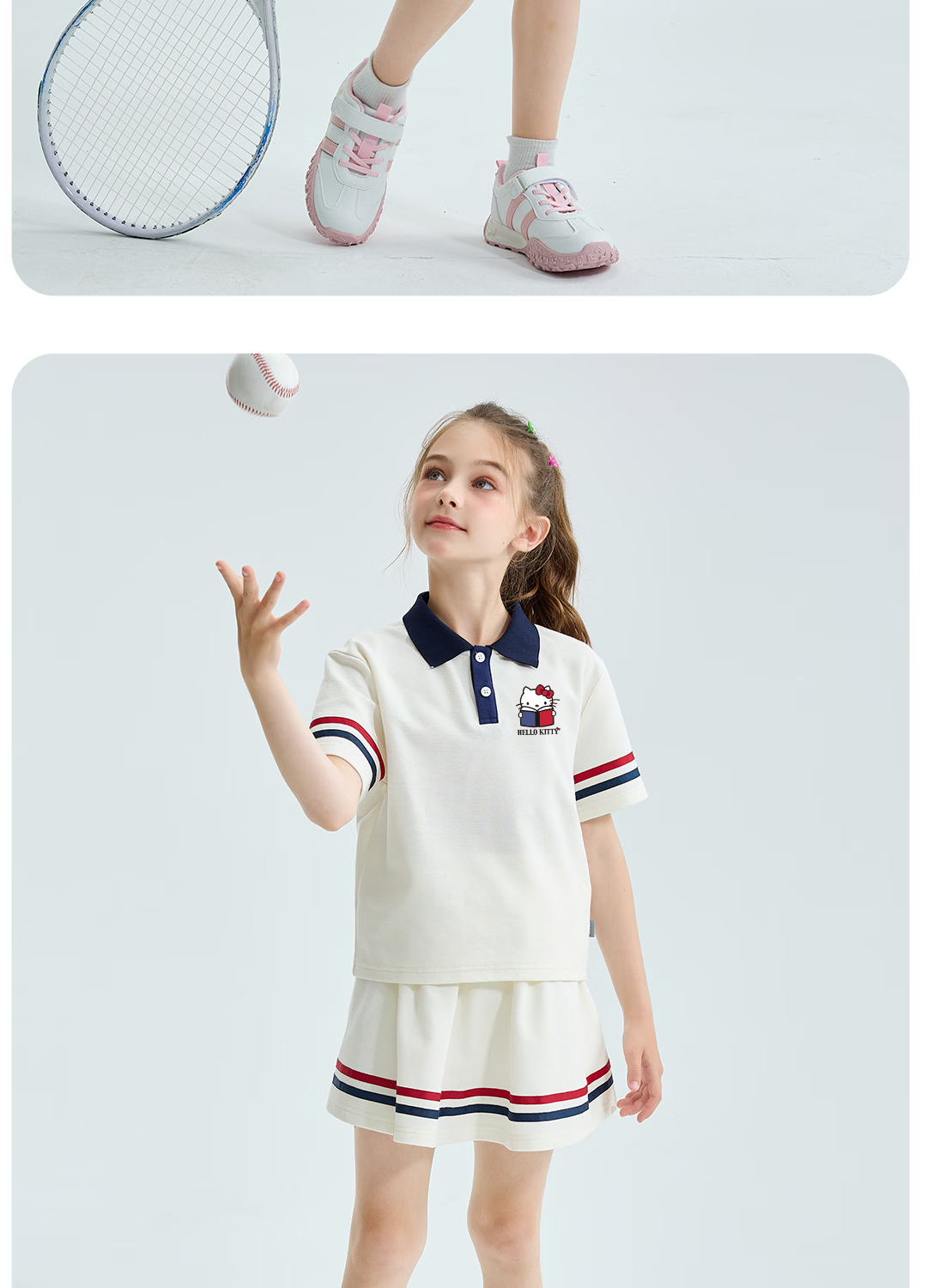Hello Kitty Girls' Polo Dress Set 2026 Summer New Children's Sports Quick-Dry School Style Girls' Clothing 17