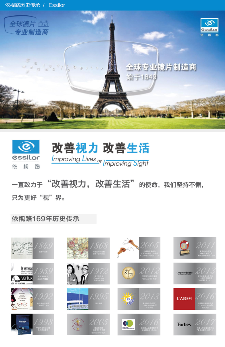 依视路167万里路x渐进系列160睿视30多焦点镜片a3老花眼镜1片睿视30a