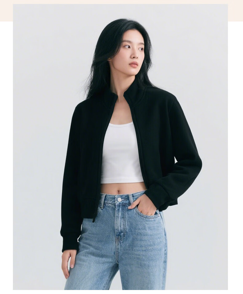 Baleno Stand Collar Cardigan Sweatshirt Women's Jacket 2026 Spring Autumn New Loose Versatile Zip-up Lightweight Top 17