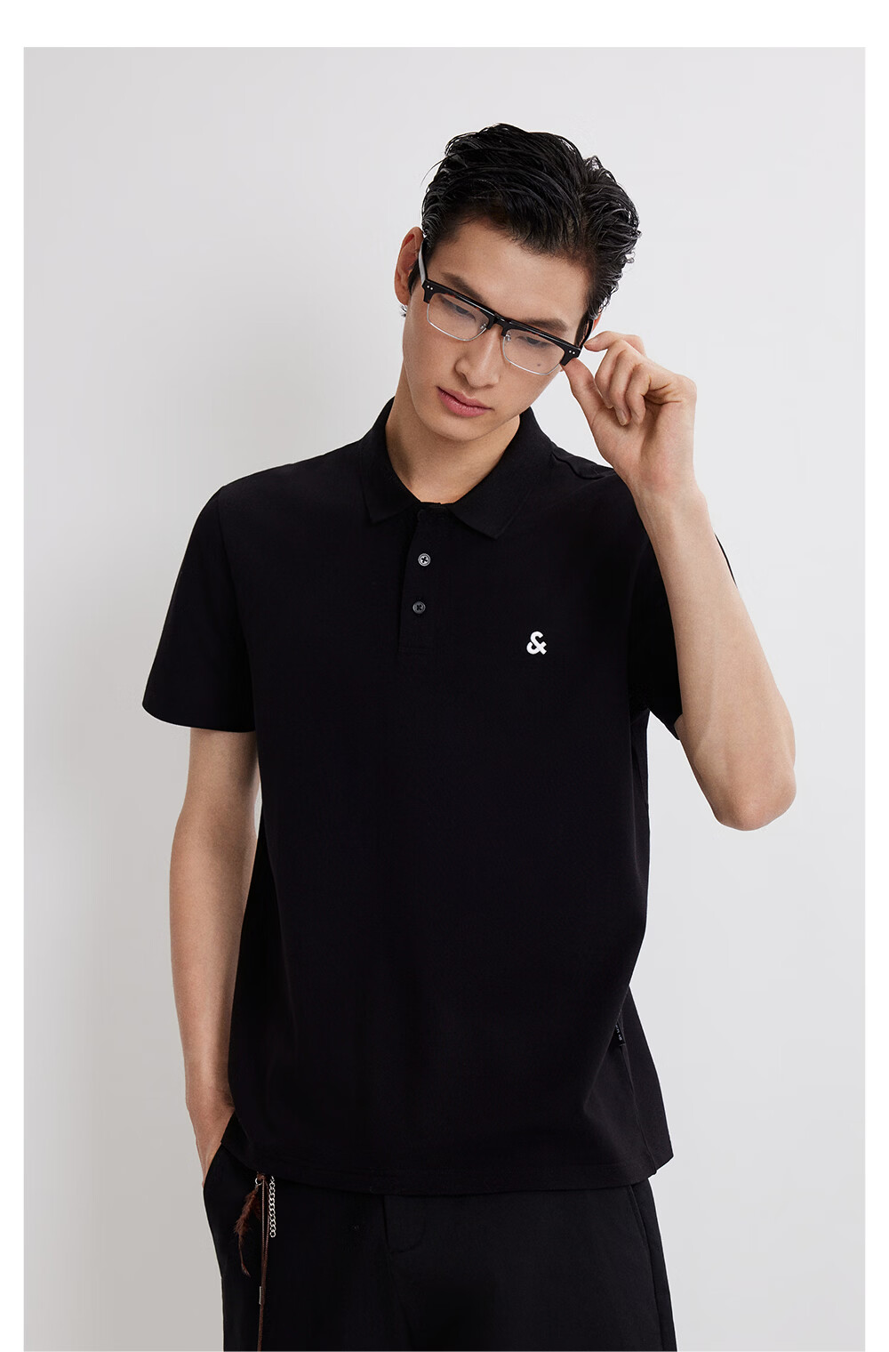 JACK&JONES Men's Spring New 3D Embroidered Business Casual Work Commute Short Sleeve Polo Shirt 226206029 29