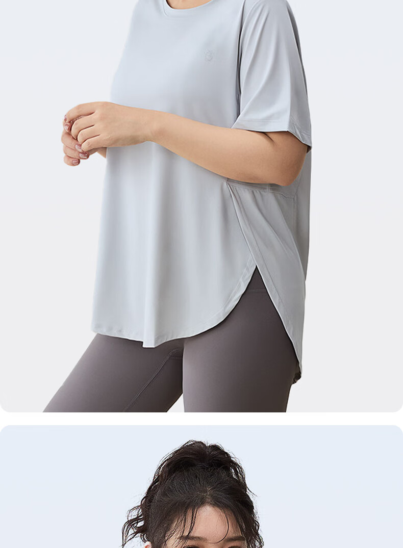Xueqiman Plus Size Women's Loose Slimming Sports T-Shirt Quick-Dry Breathable Yoga Pilates Fitness Training Short Sleeve 16