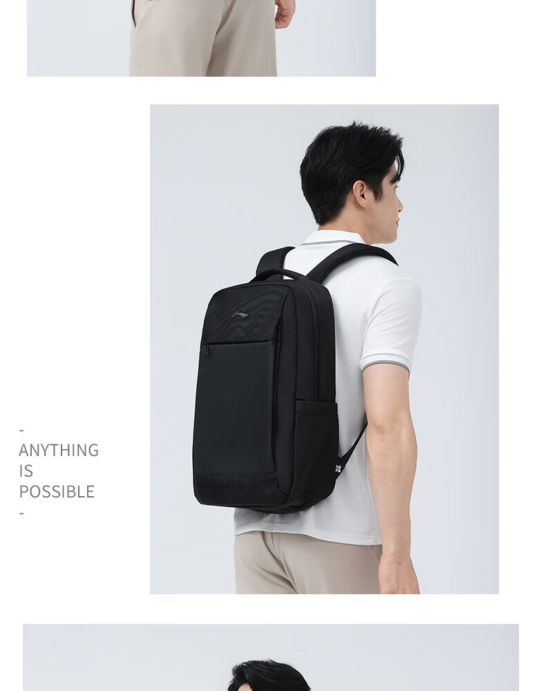 LI-NING Large Capacity Business Travel Backpack Unisex Outdoor Casual School Bag for High School, Middle School, and College Students 14