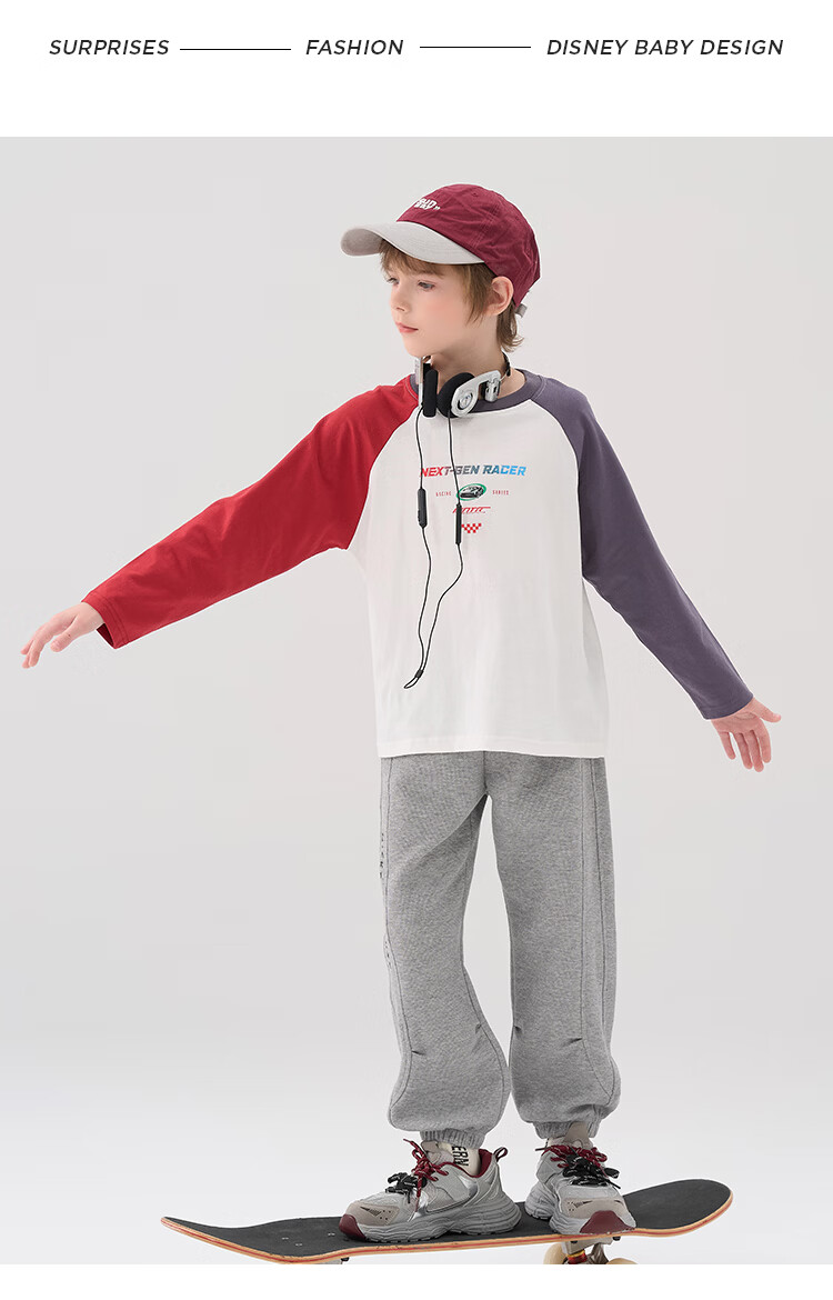 Disney Boys' Long Sleeve T-Shirt Children's Cotton Spring 2026 New Autumn Cartoon Fashion Top 14