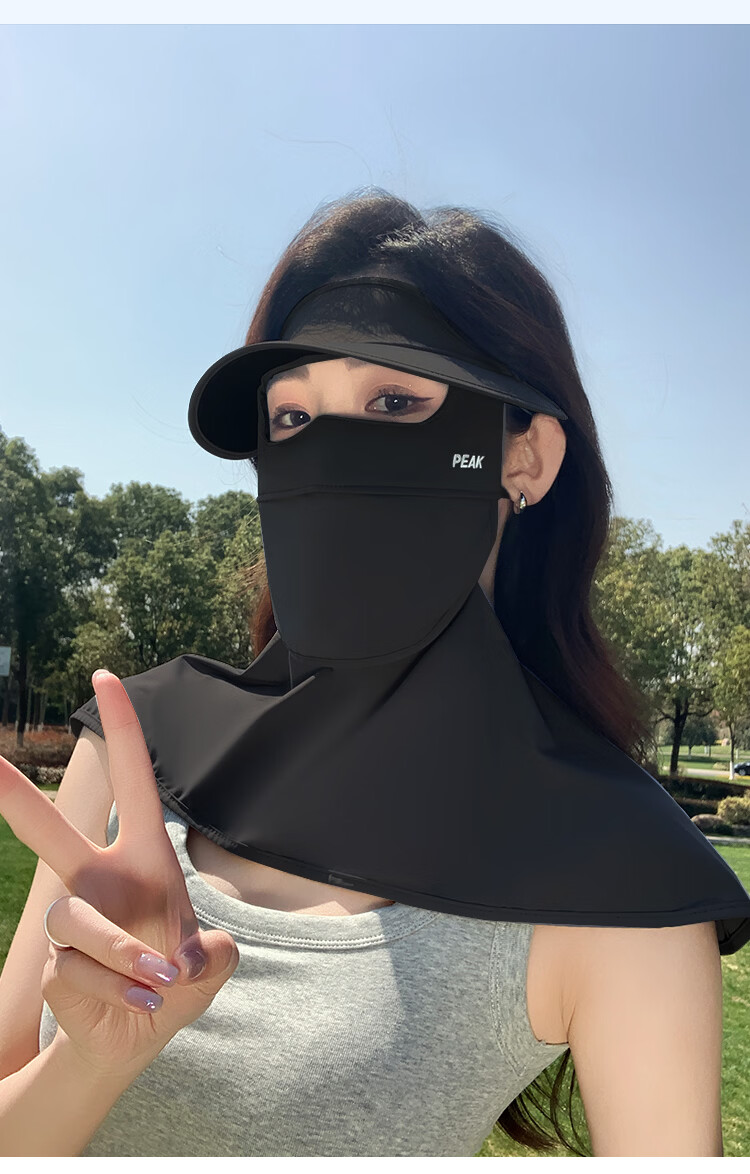 Peak Sunscreen Face Mask Black Coated Brim Sunshade UV Protection Lightweight Breathable Shoulder Neck Eye Protection Outdoor Sunblock 16