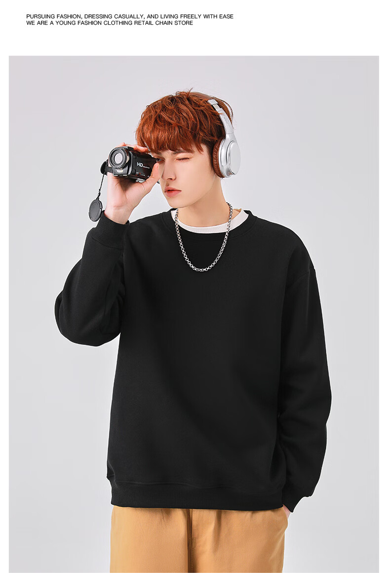 Jeanswest Men's Spring American Style Printed Crewneck Casual Long Sleeve Loose Sports Sweatshirt Jacket 9