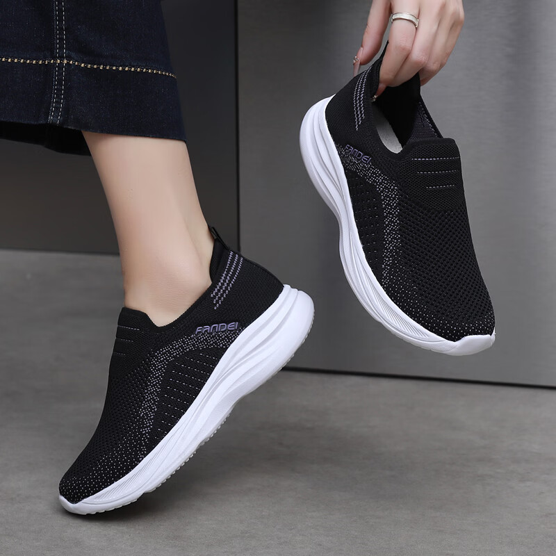 BURUIJING Spring Old Beijing Cloth Shoes Women's Slip-On Casual Shoes Mom Sports Shoes 61153 Gray Size 35 14