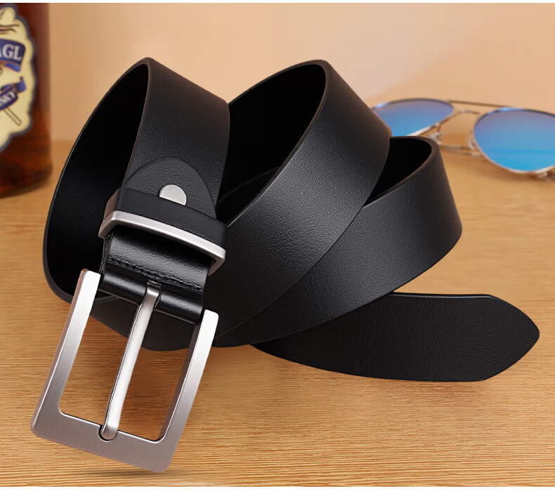 JEEP Men's Genuine Leather Belt, First Layer Cowhide Pin Buckle Waistband, Versatile New Style Pants Belt, Father's Day Gift for Dad 15
