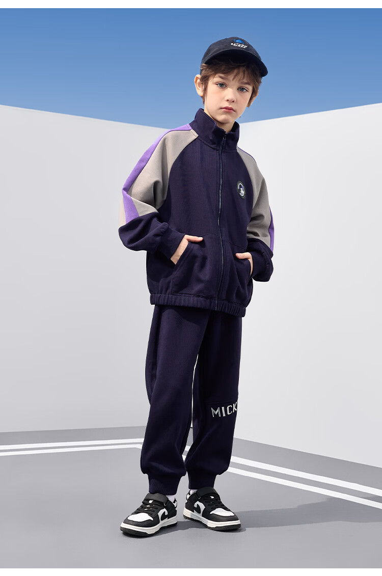 Disney Kids Set Boys and Girls 2026 New Spring Fleece-Lined Sports Sweatshirt Two-Piece Trendy Cool Jacket and Pants 48