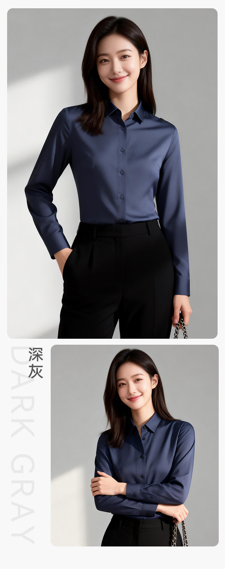 Yulixi Bamboo Fiber Long Sleeve White Shirt Women Stretch Slim Fit Luxury High-End Commuter Office Versatile Professional Blouse 13