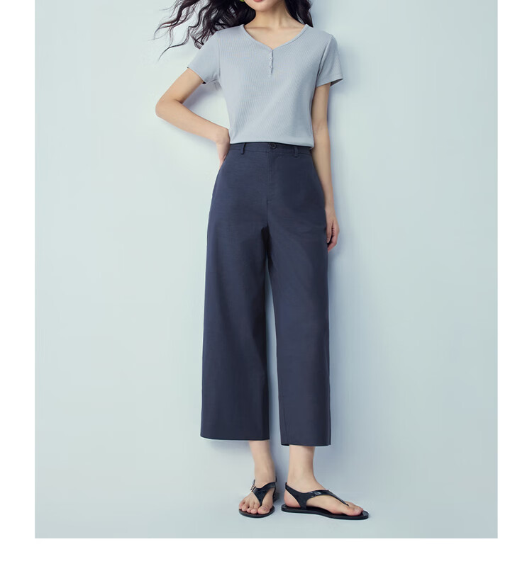 Giordano Women's Pants 2026 Summer New Lyocell Cotton Semi-Elastic Waist Eight-Point Casual Pants 05426313 17