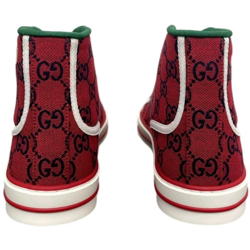 古驰(gucci) 1977系列限量款高帮男士帆布鞋 红色 41【图片 价格 品牌