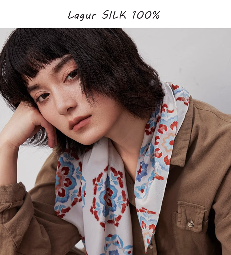 Lagur "Oriental Precious Pattern" Double Crepe 12 Momme 100% Silk Scarf Precious Pattern (Pink Gift Box) 2