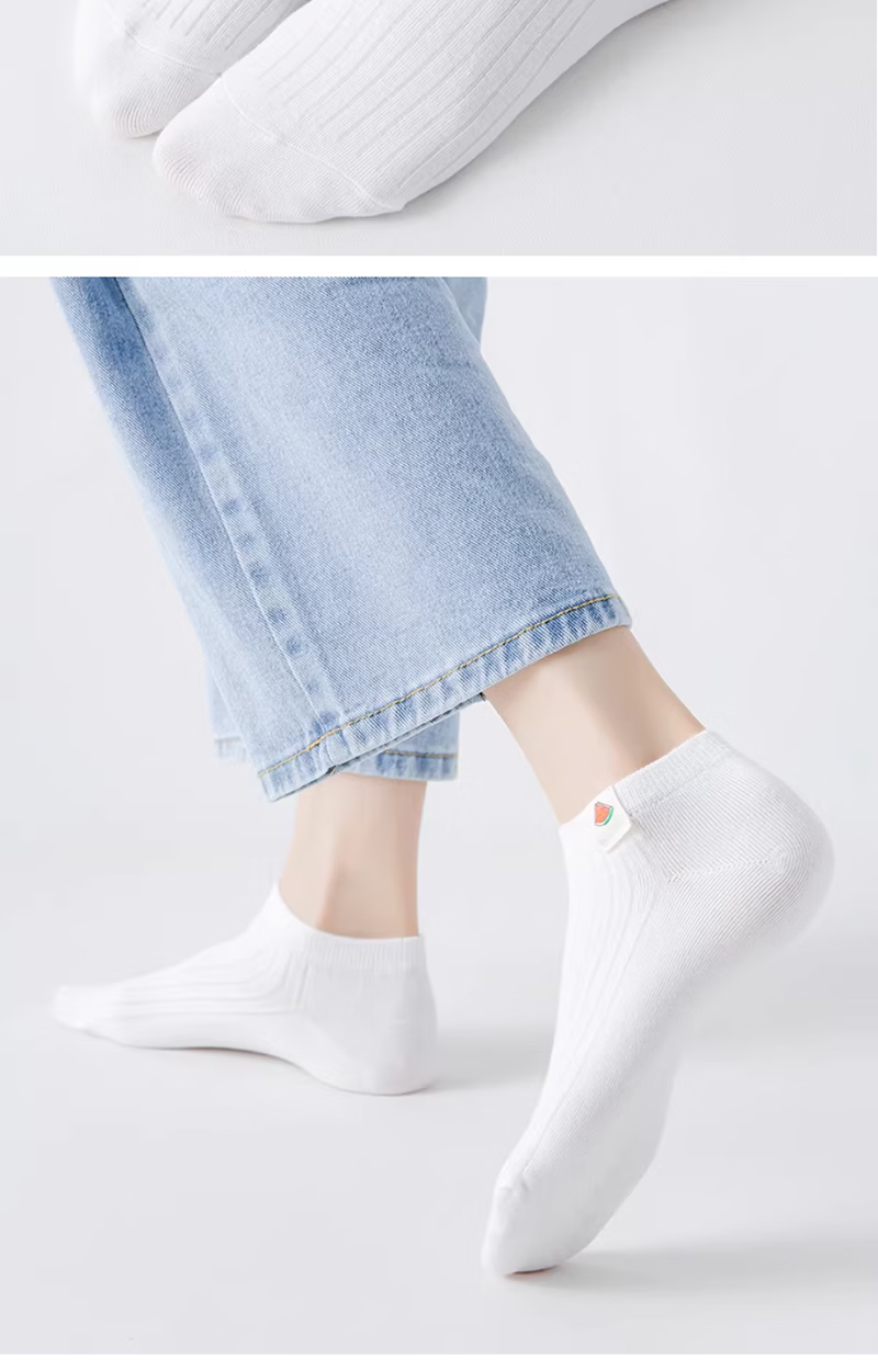 Yimian White Women's Short Socks Summer Thin Boat Socks Xinjiang Cotton Antibacterial Odor-Resistant Solid Color Low-Cut Short Tube Socks 13