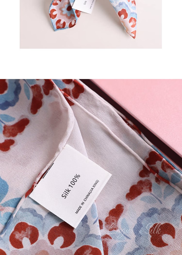 Lagur "Oriental Precious Pattern" Double Crepe 12 Momme 100% Silk Scarf Precious Pattern (Pink Gift Box) 21