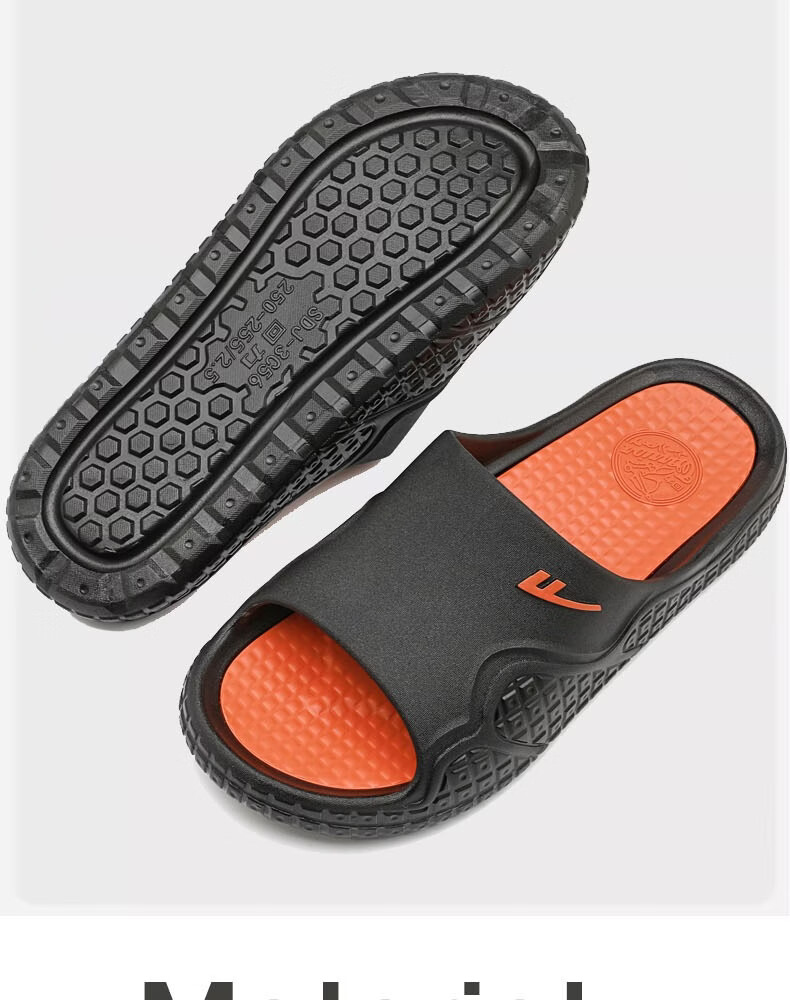 Warrior Non-Slip Men's Slippers Antibacterial Deodorizing Indoor Outdoor Shower Sandals HL3C56 Black Orange Size 42-43 11