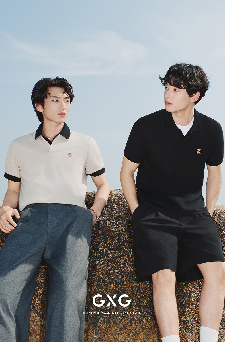 GXG Cool Quick-Dry Men's Slim Fit Polo Shirt with Spurs Embroidery Short Sleeve T-Shirt 2026 Summer New Arrival 2