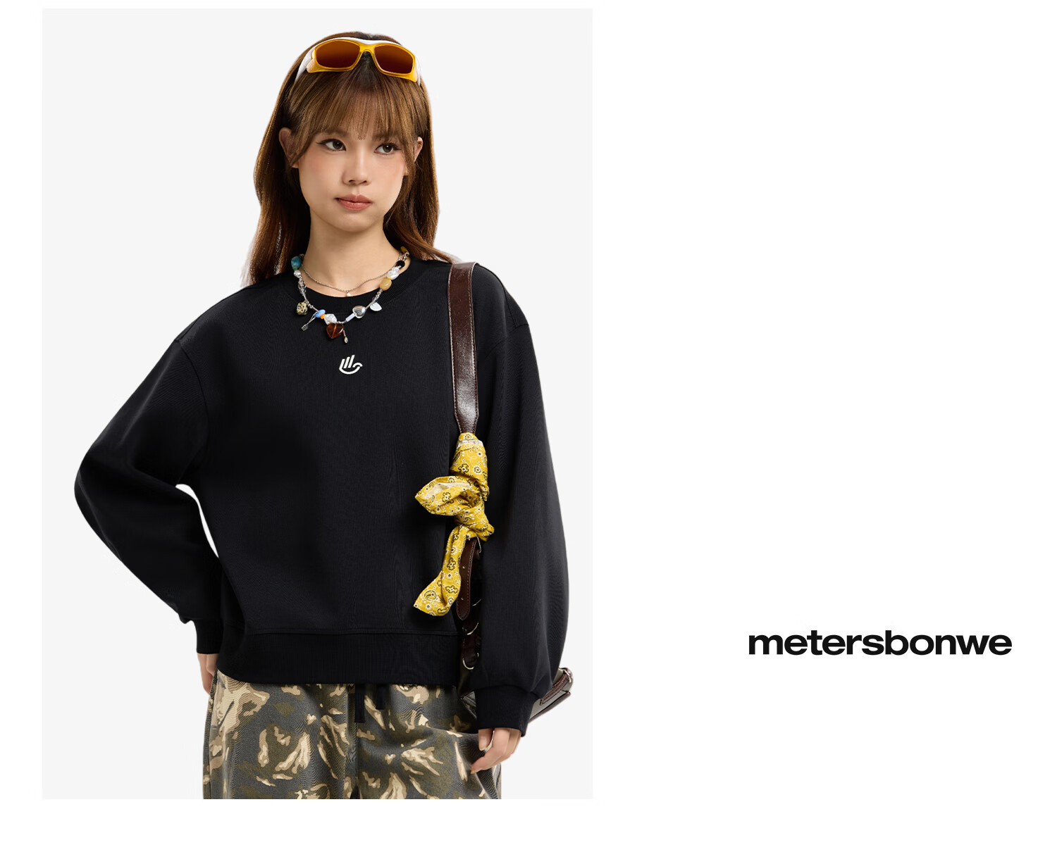 Metersbonwe Women's Hoodie 2026 Spring New Trendy Versatile Long Sleeve Simple Comfortable Top 16
