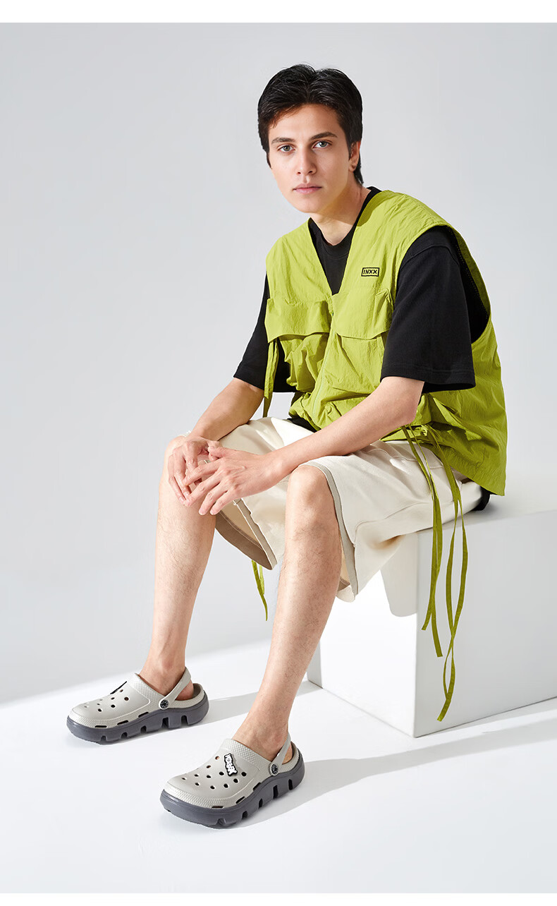Yierkang Men's Casual Breathable Hole Shoes Soft Sole Comfortable Outdoor Slippers YM41I189 Black/Grey Size 40 7