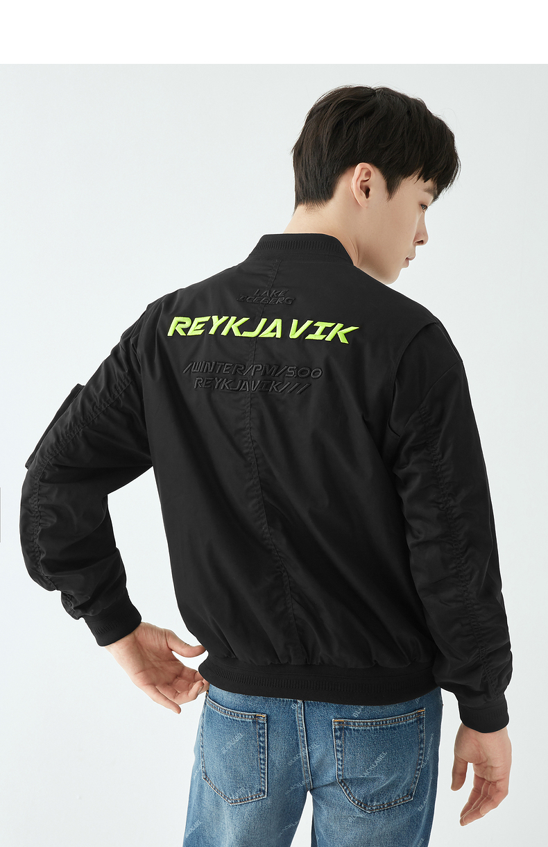 gxg男装 2020韩版时尚黑色男士棒球服休闲夹克外套潮牌潮流 黑色 170/