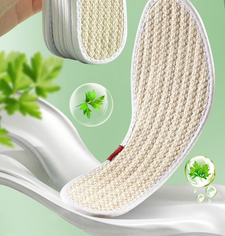 Langsha 3 Pairs Cotton Linen Deodorant Insoles Unisex Sweat-Absorbing Breathable Soft Comfortable Cotton Fabric Linen Anti-Sweat Leather Shoes Size 35 7