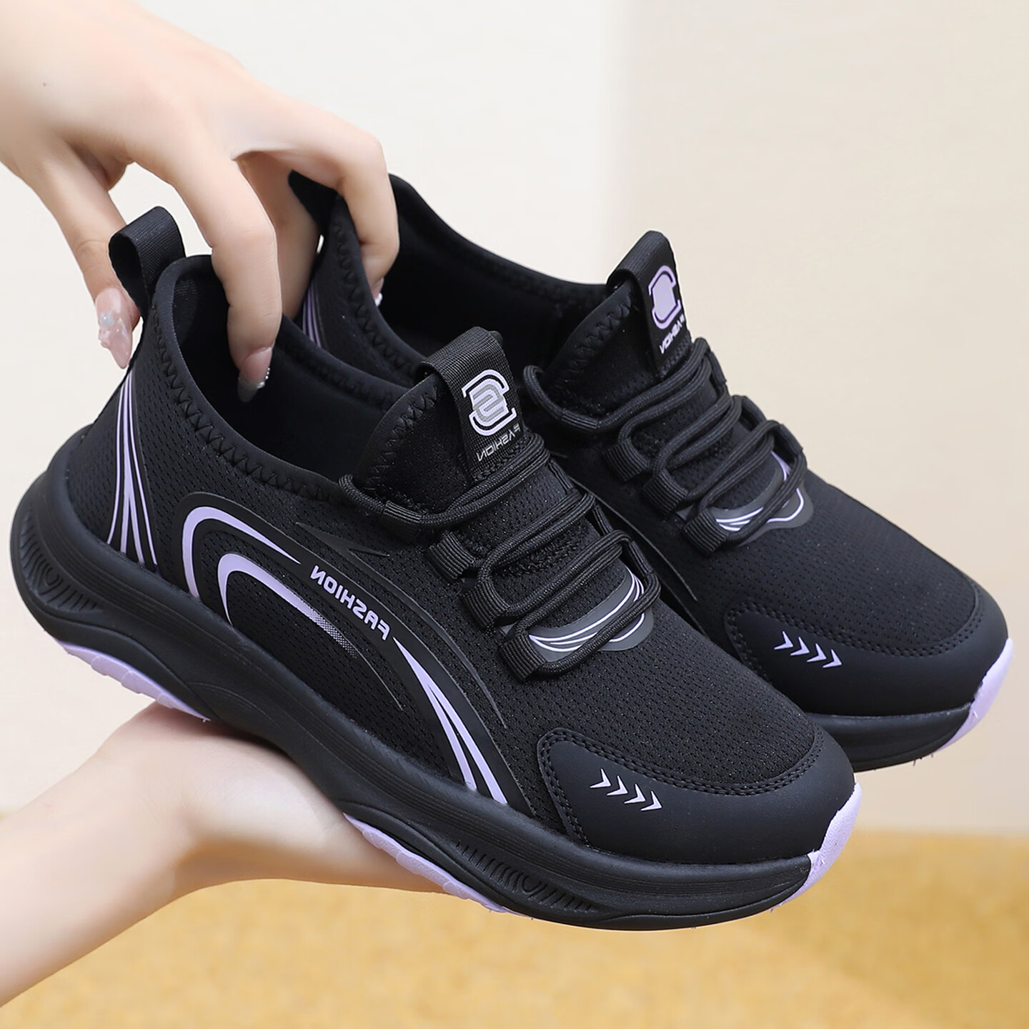 BURUIJING Old Beijing Cloth Shoes Women's Casual Soft Sole Comfortable Mom Sports Shoes 61166 Black Size 35 9