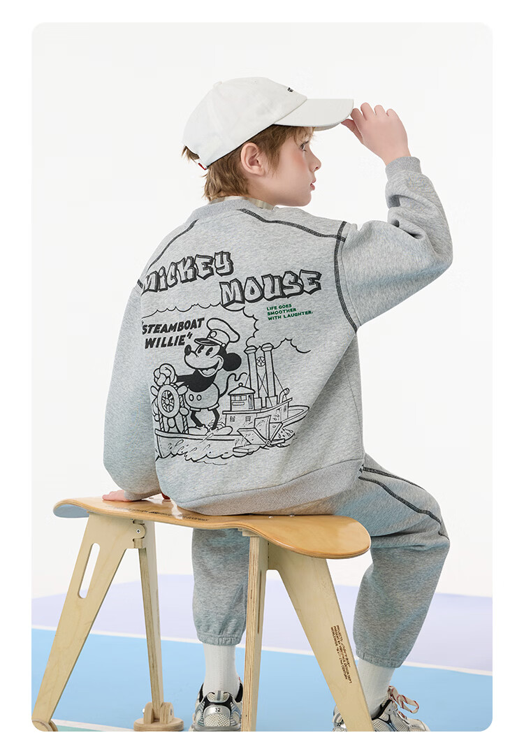 Disney Boys' Sweatshirt and Sports Set 2026 Spring New Loose Casual Two-Piece Outfit for Older Kids 12