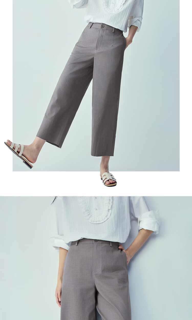 Giordano Women's Pants 2026 Summer New Lyocell Cotton Semi-Elastic Waist Eight-Point Casual Pants 05426313 14