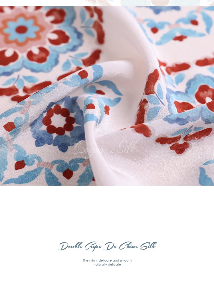 Lagur "Oriental Precious Pattern" Double Crepe 12 Momme 100% Silk Scarf Precious Pattern (Pink Gift Box) 16