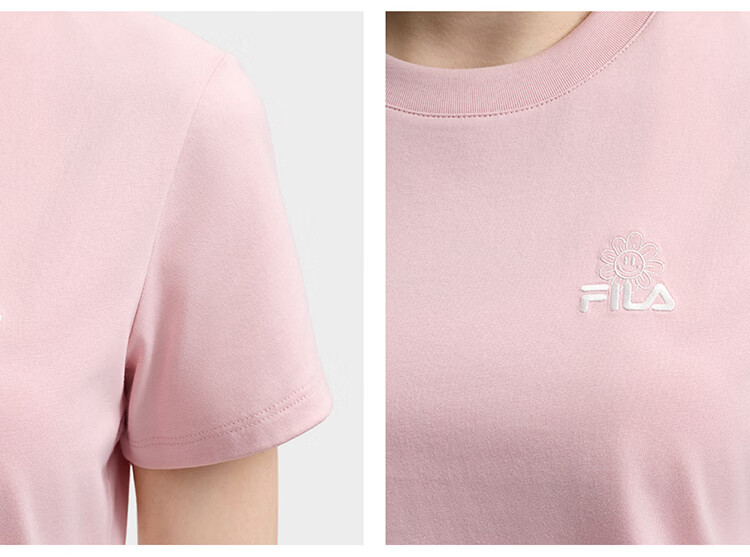 FILA Official Women's Knitted Short Sleeve Shirt 2026 Summer Casual Slim Fit Cool Cotton Cropped T-Shirt 61