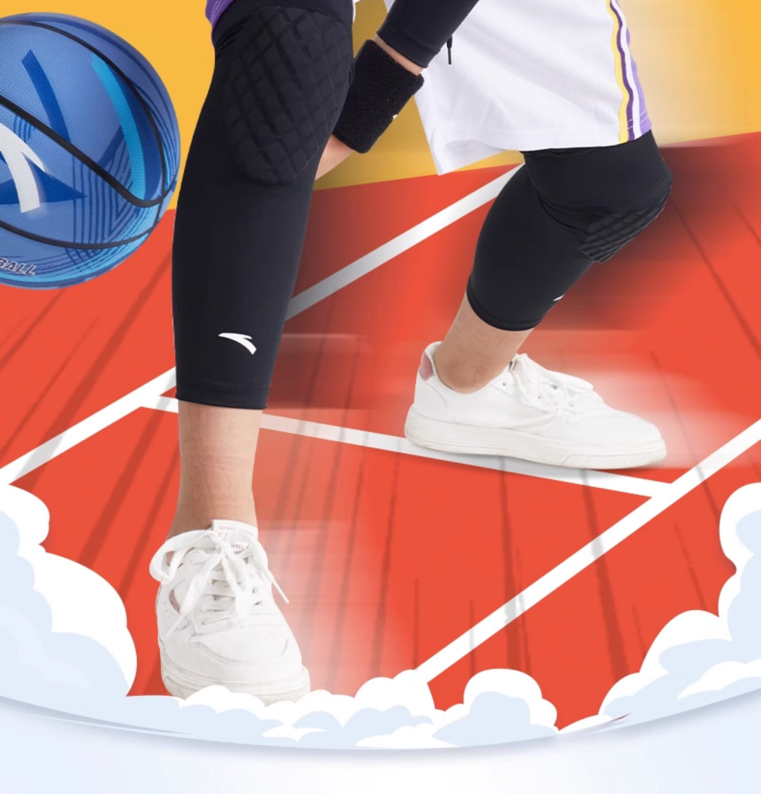 Anta Kids Honeycomb Knee Pads Basketball Protective Sports Collision Youth Professional Knee Sleeves Running Elbow Guards Equipment XS 2