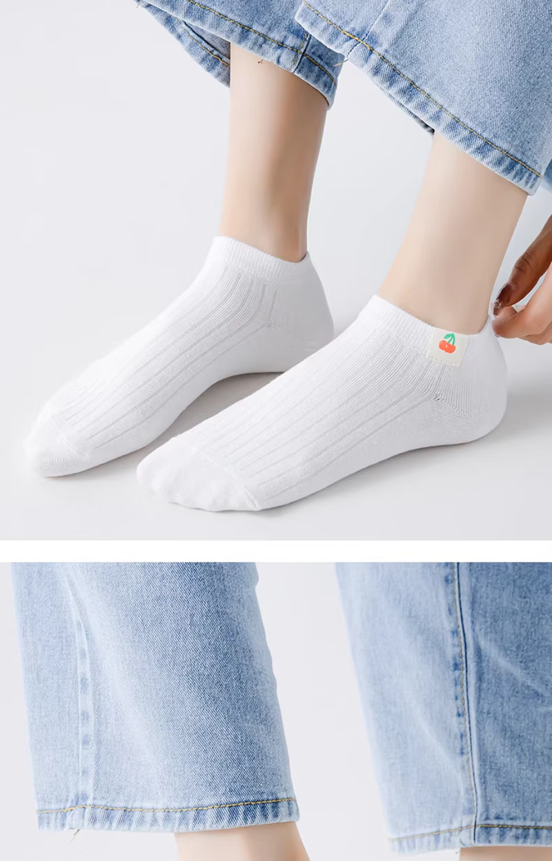 Yimian White Women's Short Socks Summer Thin Boat Socks Xinjiang Cotton Antibacterial Odor-Resistant Solid Color Low-Cut Short Tube Socks 11
