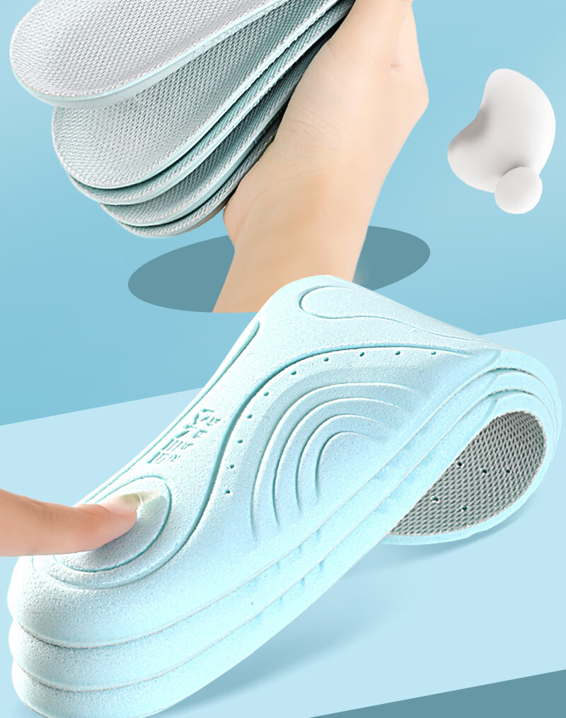 Vitality Rebound Sweat-Absorbing Breathable Odor-Resistant Sports Insoles for Men and Women, Soft and Elastic, Long-Standing Comfort, Shock Absorption, Military Training, Cloud-Like Feel, 2 Pairs, Siz 3