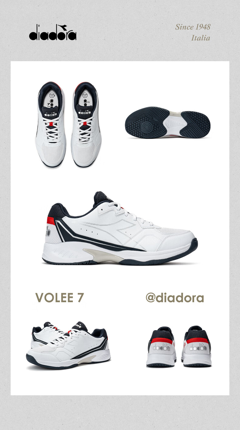 Diadora Volee 7 Men's Stable Comfortable Professional Tennis Shoes White / Blue Size 41 7