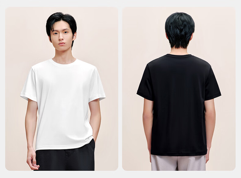 Threegun [80s High Count] Men's Short Sleeve Long-Staple Cotton High Elasticity Premium Shoulder T-Shirt Ultra Soft Base Layer 19