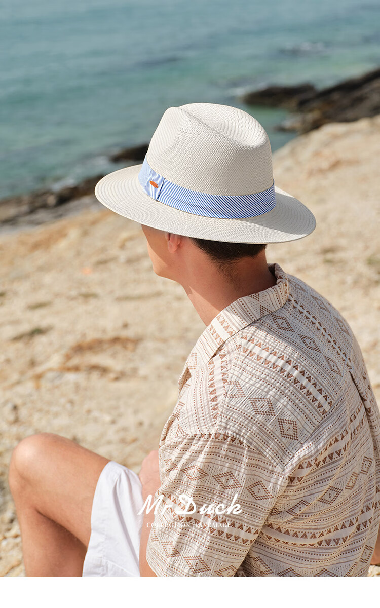 Mr DUCK Handmade Woven Panama Straw Hat Summer High-End Sunshade Hat for Men and Women Casual Beach Sun Protection Wide Brim Hat 18