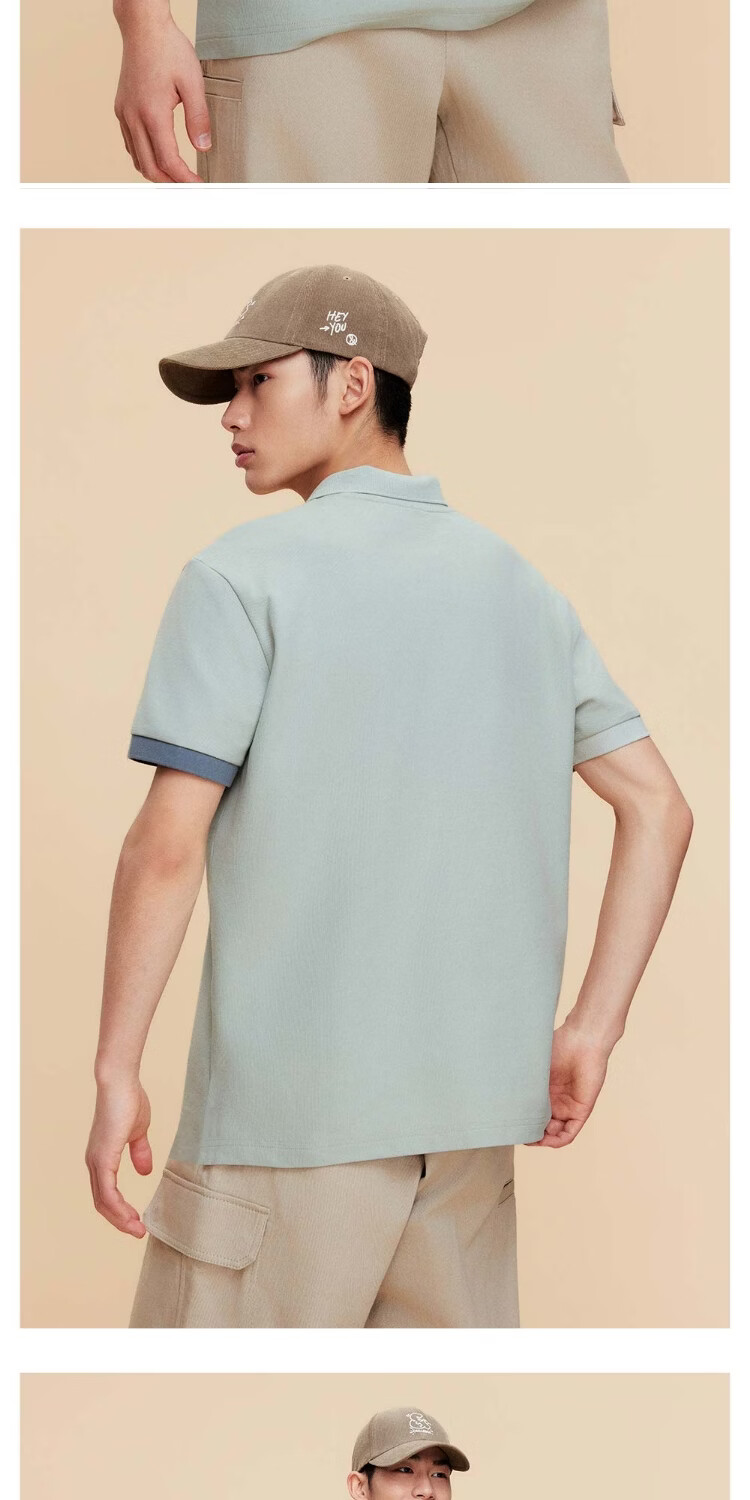 JACK&JONES Men's Summer Cooling Polo Shirt Simple Creative Color-Block Cuff Seagull Embroidery Short Sleeve 226206035 15
