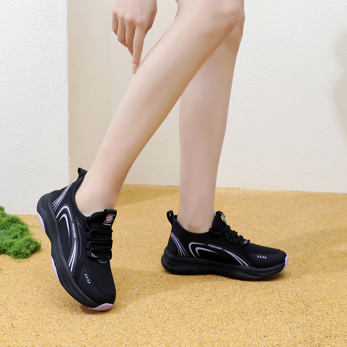 BURUIJING Old Beijing Cloth Shoes Women's Casual Soft Sole Comfortable Mom Sports Shoes 61166 Black Size 35 5