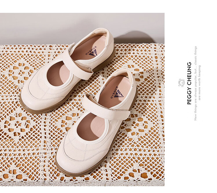 Zulijian Elderly Shoes Spring Summer Women's Leather Soft Sole Loafers Slip-On Single Strap Non-Slip Mom Shoes Nurse Shoes 25