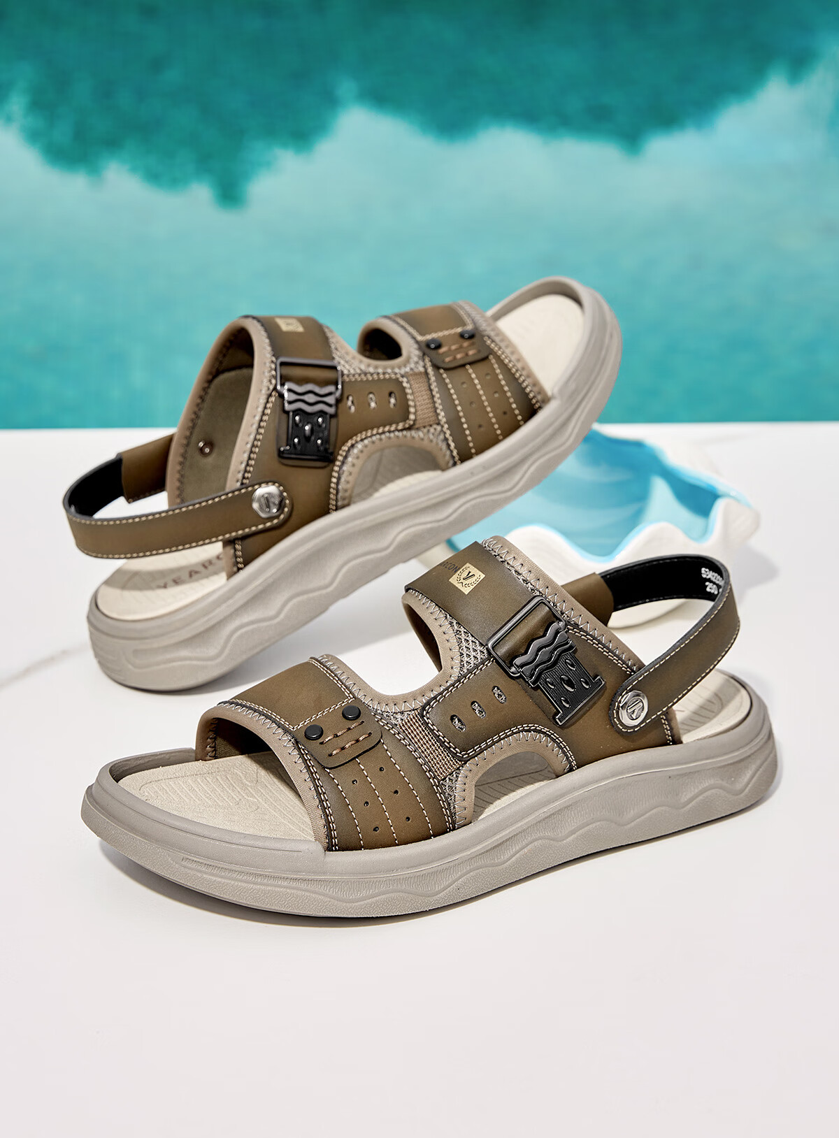 Eierkang Men's Outdoor Casual Dual-Purpose Beach Sandals Lightweight Water-Resistant Sandals 96678W Gray Size 40 4