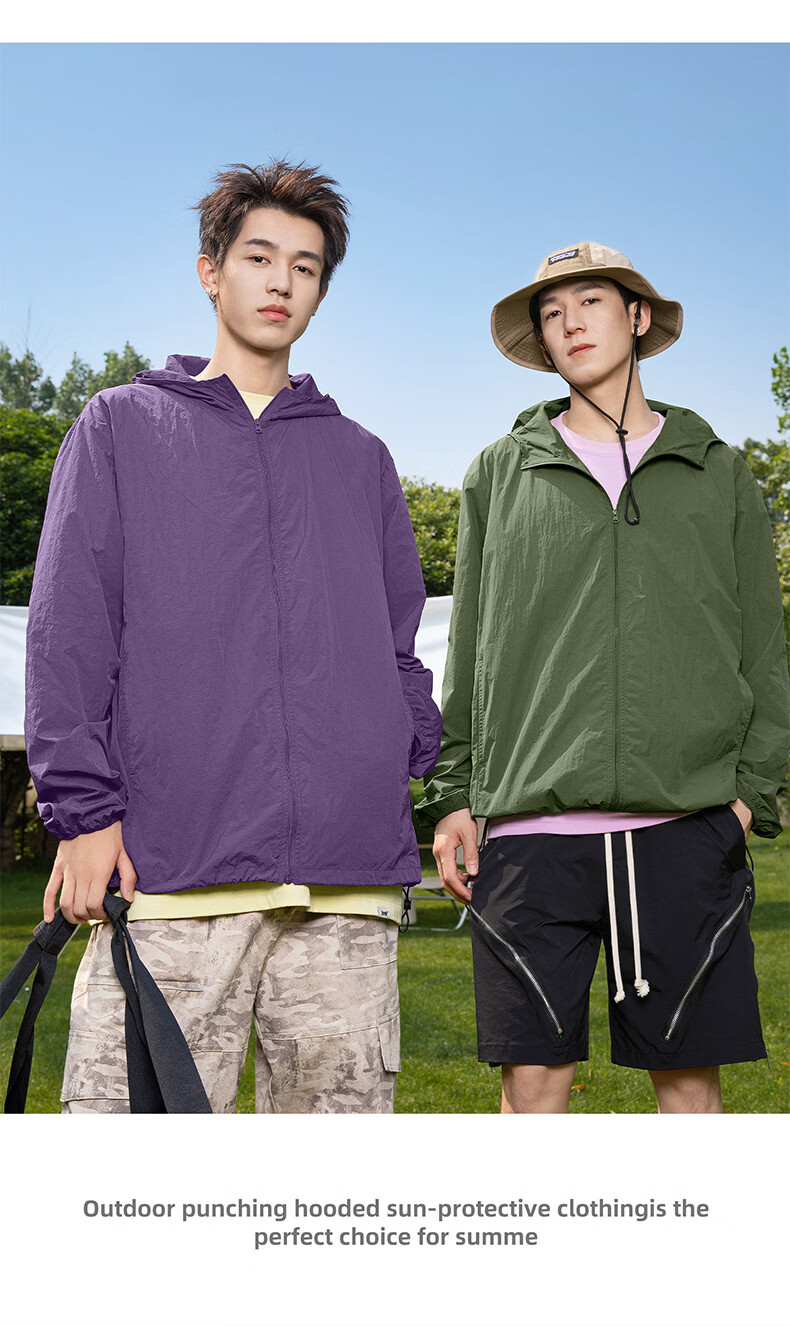 CHUJI Men's Summer UPF50+ Hooded Sun Protection Jacket, UV Protection Cycling Ice Silk Sun Shirt, Aurora Purple, L 20