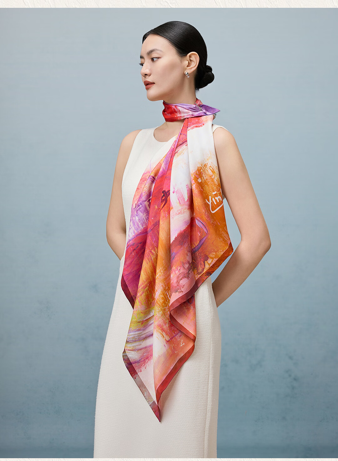 Shanghai Story [Counter Same Style] 100% Mulberry Silk Double-Sided Printed Washed Silk Scarf Artist Collaboration Silk Shawl 7
