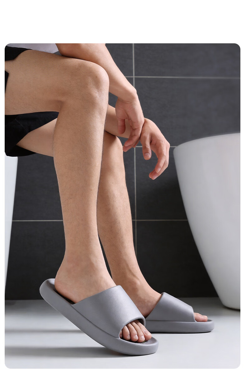 ABFE Bathroom Leak-Proof Slippers Men's Indoor Home Shower Non-Slip Quick-Dry Odor-Resistant Cool Slippers Women Black Size 42-43 9