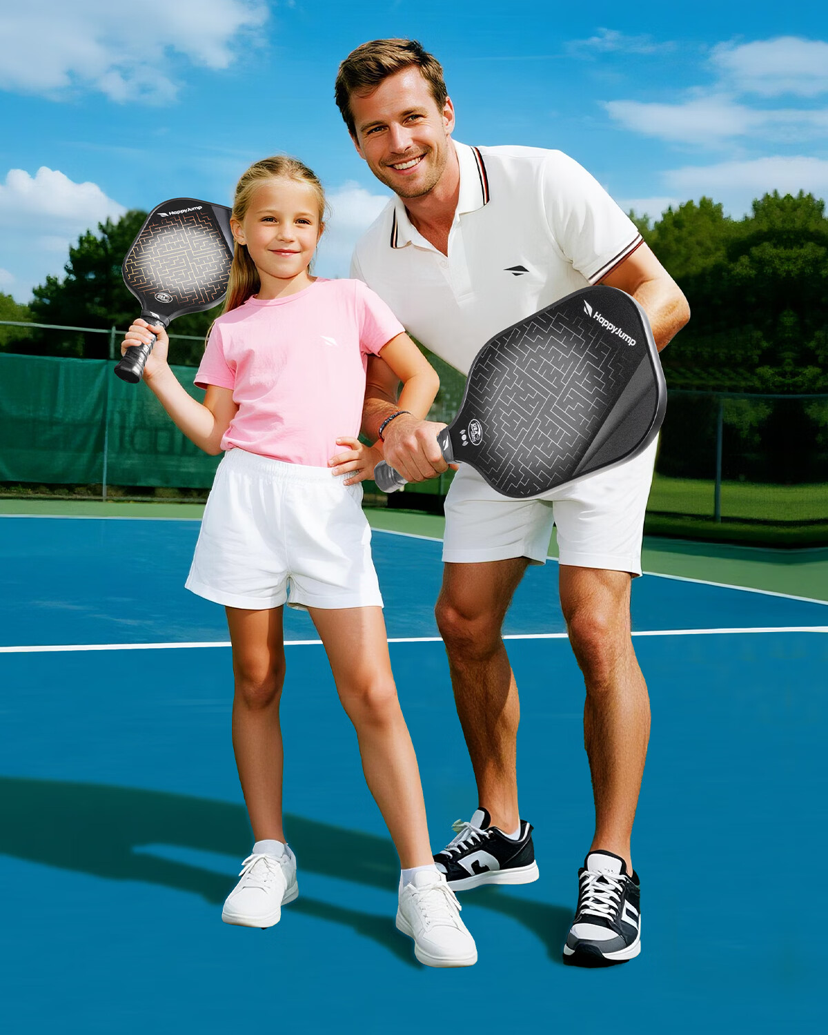 HiJump (Germany) Pickleball Paddle Set for Kids and Parents Beginner Entry-Level Carbon Fiber Paddle 7