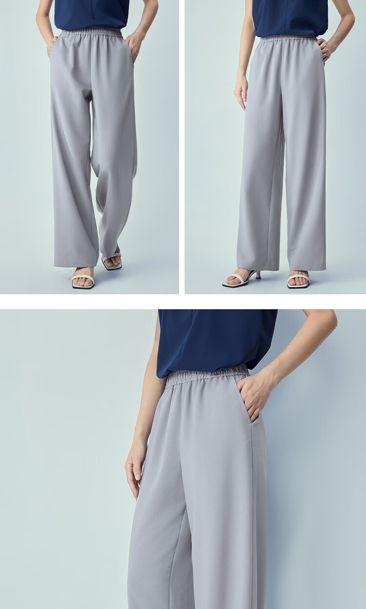 Giordano Women's Pants 2026 Summer New Slightly Stretchy Draped Sticky Rice Pants Elastic Waist Straight Casual Trousers 05416322 17